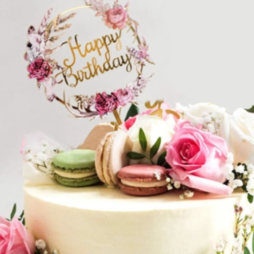 Acrylic Happy Birthday Cake Toppers, 4 Pack